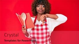  Presentation with recipe book - Colorful presentation theme enhanced with young-african-american-woman-wearing backdrop and a red colored foreground
