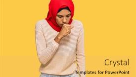  Presentation with islamic - Slide set with young-african-american-woman-wearing background and a yellow colored foreground