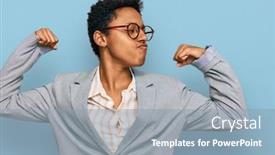  Presentation with proud american - Presentation theme consisting of young-african-american-woman-wearing background and a light blue colored foreground