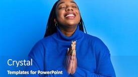  Presentation with african woman - Presentation design with young-african-american-woman-wearing background and a cobalt blue colored foreground