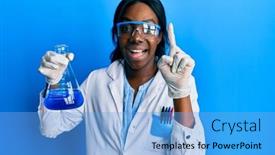  Presentation with african american woman question - PPT theme enhanced with young-african-american-woman-wearing background and a light blue colored foreground