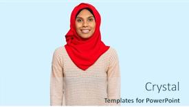  Presentation with islamic - Presentation theme consisting of young-african-american-woman-wearing background and a sky blue colored foreground