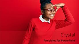  Presentation with far away - Amazing theme having young-african-american-woman-wearing backdrop and a crimson colored foreground