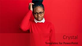  Presentation with african american woman question - Beautiful slides featuring young-african-american-woman-wearing backdrop and a crimson colored foreground