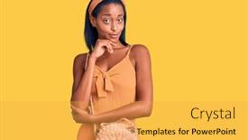  Presentation with african american woman question - Audience pleasing PPT theme consisting of young-african-american-woman-wearing backdrop and a yellow colored foreground