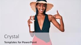  Presentation with sunscreen - Cool new PPT theme with young-african-american-woman-wearing backdrop and a white colored foreground