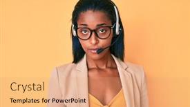  Presentation with simple - Slide deck consisting of young-african-american-woman-wearing background and a coral colored foreground