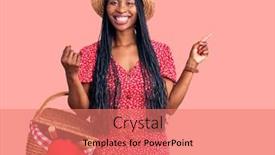  Presentation with picnic - Presentation enhanced with young-african-american-woman-wearing background and a coral colored foreground
