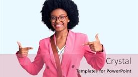 Presentation with leather bag - Audience pleasing slide deck consisting of young-african-american-woman-wearing backdrop and a coral colored foreground