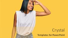  Presentation with far away - Beautiful PPT theme featuring young-african-american-woman-wearing backdrop and a yellow colored foreground