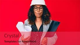  Presentation with binder - Amazing slide set having young-african-american-woman-wearing backdrop and a red colored foreground