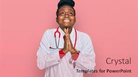  Presentation with praying hands - Cool new PPT theme with young-african-american-woman-wearing backdrop and a coral colored foreground