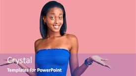  Presentation with comparison - Colorful PPT layouts enhanced with young-african-american-woman-wearing backdrop and a cobalt blue colored foreground