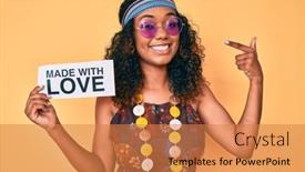  Presentation with bohemian - Colorful slide deck enhanced with young-african-american-woman-wearing backdrop and a coral colored foreground