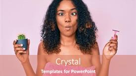  Presentation with razor - Colorful PPT theme enhanced with young-african-american-woman-wearing backdrop and a coral colored foreground