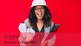  Presentation with binder - Slides having young-african-american-woman-wearing background and a red colored foreground