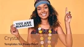  Presentation with bohemian - PPT theme consisting of young-african-american-woman-wearing background and a gold colored foreground