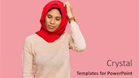  Presentation with african american woman question - Presentation design having young-african-american-woman-wearing background and a coral colored foreground