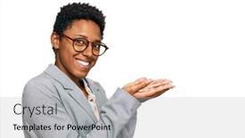  Presentation with african american business - Presentation design having young-african-american-woman-wearing background and a light gray colored foreground