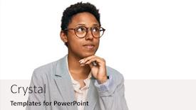  Presentation with african american woman question - Presentation with young-african-american-woman-wearing background and a soft green colored foreground