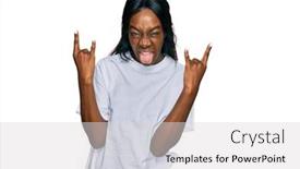 Presentation with rock star - Colorful slides enhanced with young-african-american-woman-wearing backdrop and a light gray colored foreground