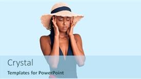  Presentation with stress - Presentation theme enhanced with young-african-american-woman-wearing background and a light blue colored foreground