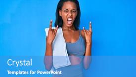  Presentation with rock music - Amazing presentation theme having young-african-american-woman-wearing backdrop and a teal colored foreground