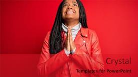 Presentation with praying hands - Presentation design consisting of young-african-american-woman-wearing background and a crimson colored foreground