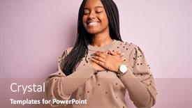  Presentation with fashion - Colorful PPT theme enhanced with young-african-american-woman-wearing backdrop and a coral colored foreground
