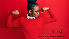  Presentation with proud american - Presentation with young-african-american-woman-wearing background and a crimson colored foreground