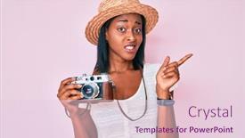  Presentation with forefinger - Slide deck with young-african-american-woman-wearing background and a lemonade colored foreground