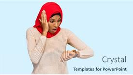  Presentation with islamic - PPT layouts enhanced with young-african-american-woman-wearing background and a sky blue colored foreground
