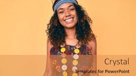  Presentation with hippie - Colorful presentation design enhanced with young-african-american-woman-wearing backdrop and a gold colored foreground