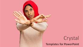 Presentation with hijab - PPT layouts consisting of young-african-american-woman-wearing background and a coral colored foreground
