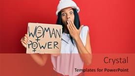  Presentation with power - Amazing slide deck having young-african-american-woman-wearing backdrop and a red colored foreground
