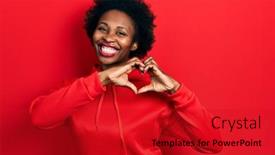  Presentation with american heart - Colorful presentation theme enhanced with young-african-american-woman-wearing backdrop and a crimson colored foreground