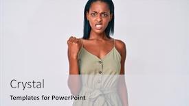  Presentation with african america - Colorful presentation design enhanced with young-african-american-woman-wearing backdrop and a white colored foreground