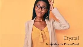  Presentation with african american woman question - Amazing presentation theme having young-african-american-woman-wearing backdrop and a coral colored foreground