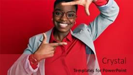  Presentation with african american business - Amazing presentation theme having young-african-american-woman-wearing backdrop and a red colored foreground