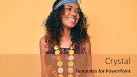  Presentation with bohemian - Presentation theme enhanced with young-african-american-woman-wearing background and a gold colored foreground