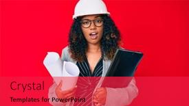  Presentation with binder - Presentation consisting of young-african-american-woman-wearing background and a red colored foreground