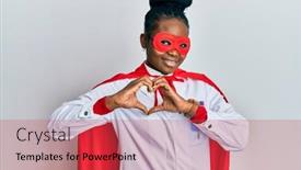  Presentation with hero woman - Audience pleasing slide deck consisting of young-african-american-woman-wearing backdrop and a red colored foreground