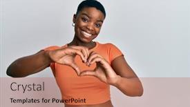  Presentation with american heart - Amazing slide deck having young-african-american-woman-wearing backdrop and a red colored foreground