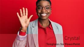  Presentation with african american business - PPT theme enhanced with young-african-american-woman-wearing background and a red colored foreground