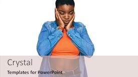  Presentation with sadness - Slide set consisting of young-african-american-woman-wearing background and a soft green colored foreground