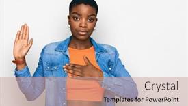  Presentation with elementary school female career day african american - PPT layouts consisting of young-african-american-woman-wearing background and a coral colored foreground