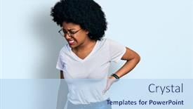  Presentation with backache - PPT theme featuring young-african-american-woman-wearing background and a light blue colored foreground