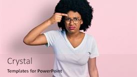  Presentation with acne woman - Beautiful presentation theme featuring young-african-american-woman-wearing backdrop and a lemonade colored foreground