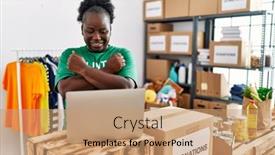  Presentation with african charity - Presentation theme having young-african-american-woman-wearing background and a coral colored foreground