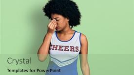 Presentation with frustration - PPT layouts consisting of young-african-american-woman-wearing background and a seafoam green colored foreground